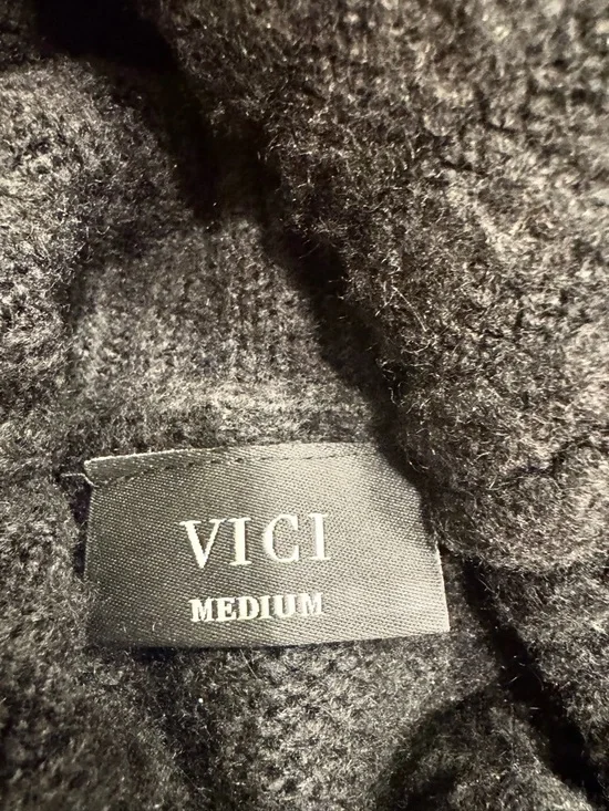 Vici Black Textured Knit Cowl Neck Sweater - Picture 3 of 3